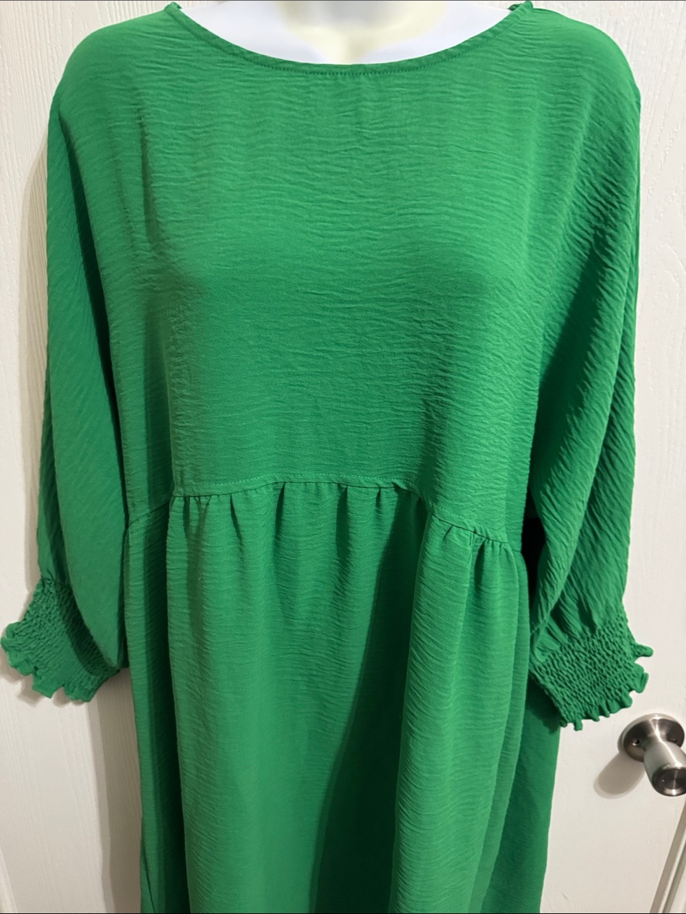 Dokotoo Tunic Dress Flowy Soft Babydoll Empire Waist Crew Neck Smocked Cuff XL - Picture 4 of 10